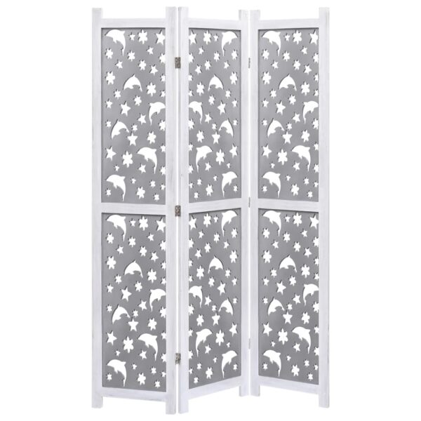 vidaXL 3-Panel Room Divider Gray 41.3"x65" Solid Wood