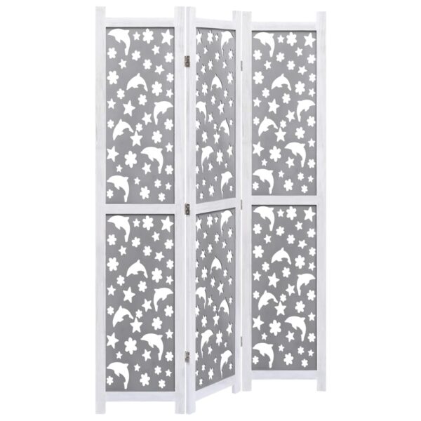 vidaXL 3-Panel Room Divider Gray 41.3"x65" Solid Wood - Image 2