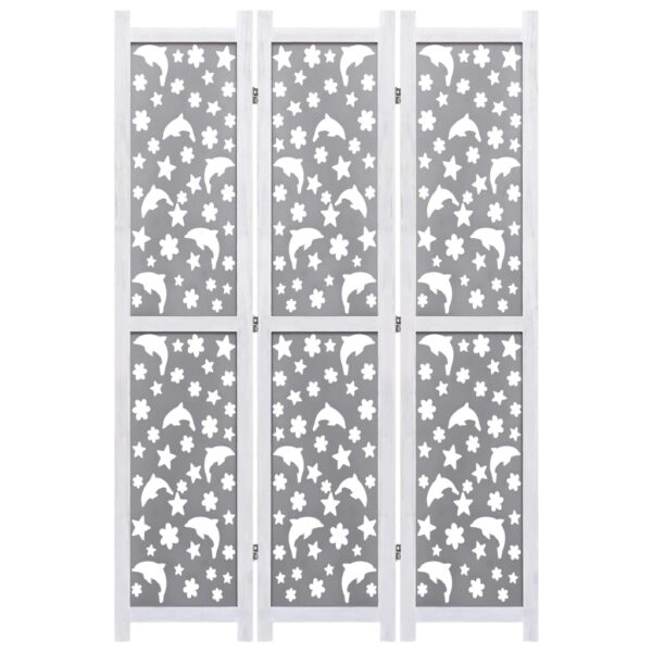 vidaXL 3-Panel Room Divider Gray 41.3"x65" Solid Wood - Image 3