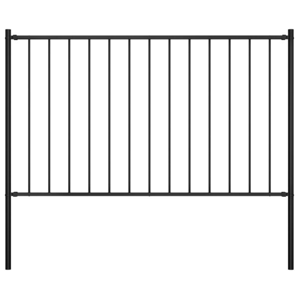 vidaXL Fence Panel with Posts Powder-coated Steel 5.6'x2.5' Black