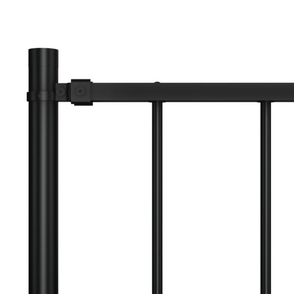 vidaXL Fence Panel with Posts Powder-coated Steel 5.6'x2.5' Black - Image 3