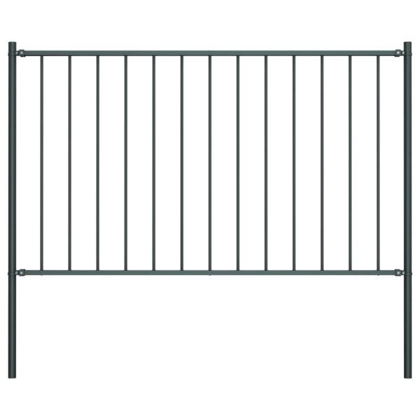 vidaXL Fence Panel with Posts Powder-coated Steel 5.6'x2.5' Anthracite