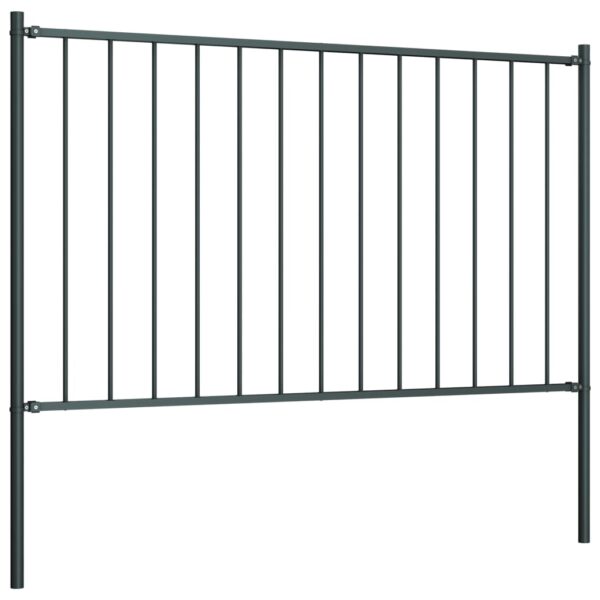 vidaXL Fence Panel with Posts Powder-coated Steel 5.6'x2.5' Anthracite - Image 2