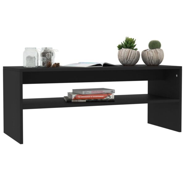 vidaXL Coffee Table Black 39.4"x15.7"x15.7" Engineered Wood - Image 3