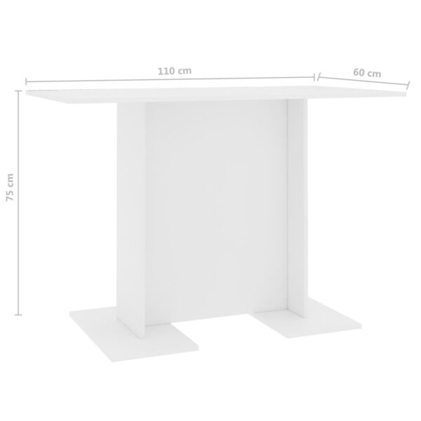 vidaXL Dining Table White 43.3"x23.6"x29.5" Engineered Wood - Image 6