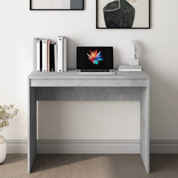 vidaXL Desk Concrete Gray 35.4"x15.7"x28.3" Engineered Wood - Image 3