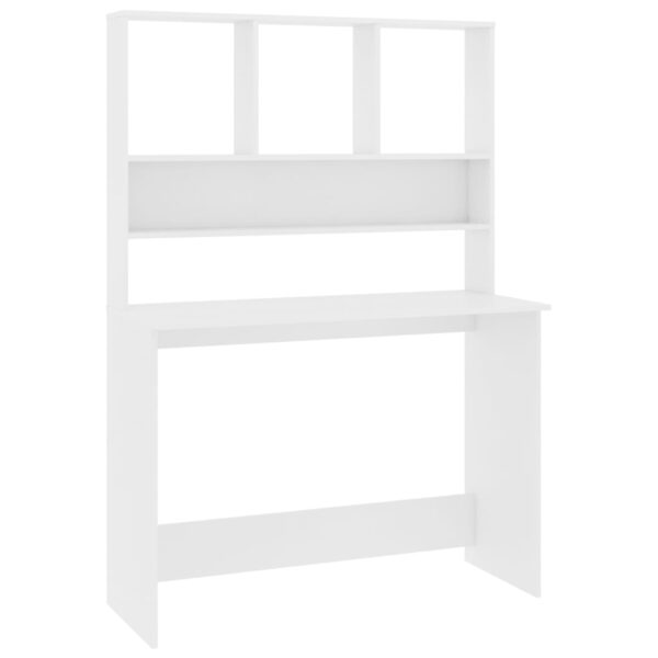 vidaXL Desk with Shelves White 43.3"x17.7"x61.8" Engineered Wood - Image 2