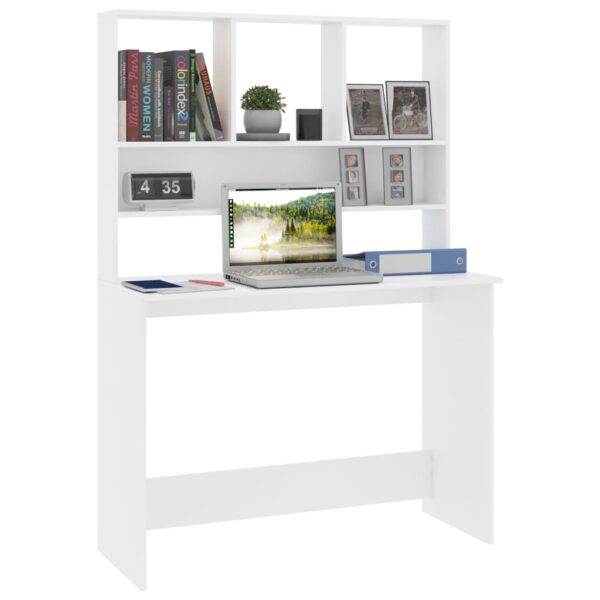 vidaXL Desk with Shelves White 43.3"x17.7"x61.8" Engineered Wood - Image 3