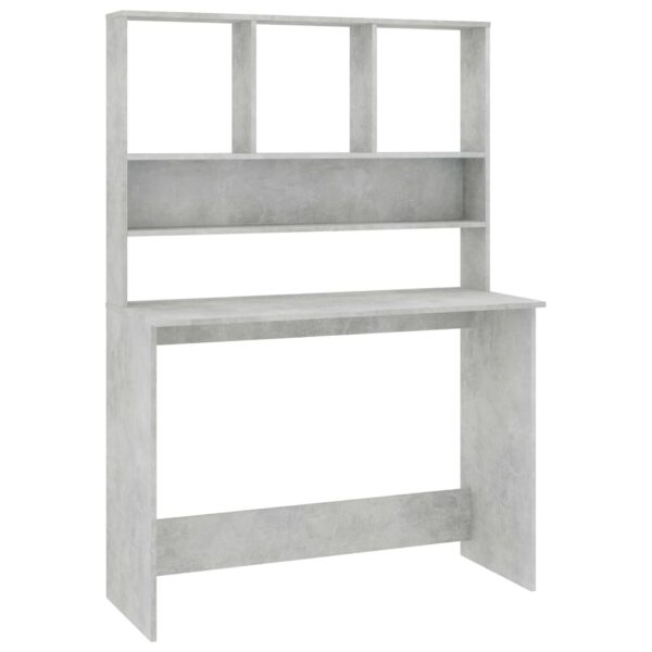 vidaXL Desk with Shelves Concrete Gray 43.3"x17.7"x61.8" Engineered Wood - Image 2