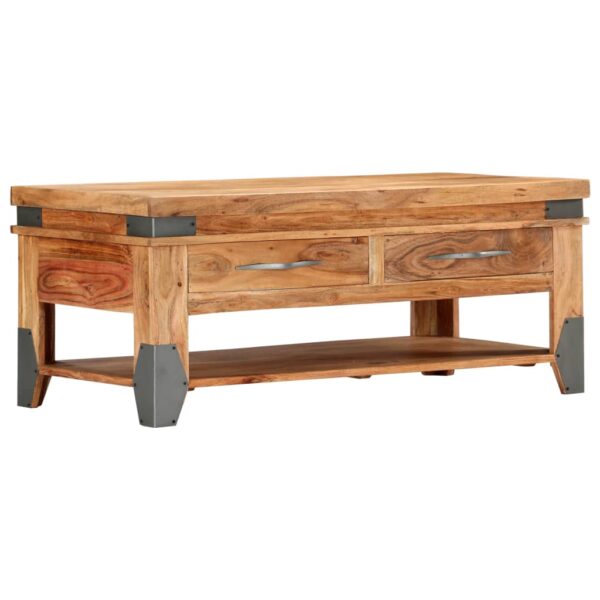 vidaXL Coffee Table 43.3"x20.5"x17.7" Solid Acacia Wood - Image 11