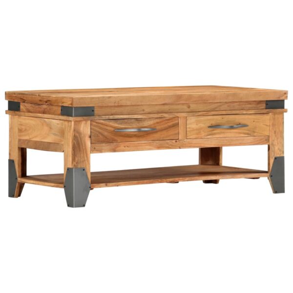 vidaXL Coffee Table 43.3"x20.5"x17.7" Solid Acacia Wood - Image 12