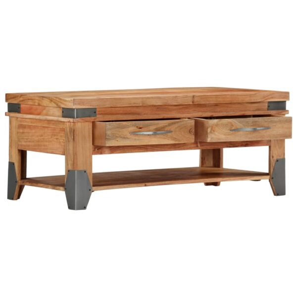 vidaXL Coffee Table 43.3"x20.5"x17.7" Solid Acacia Wood - Image 4