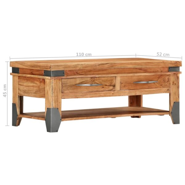 vidaXL Coffee Table 43.3"x20.5"x17.7" Solid Acacia Wood - Image 9