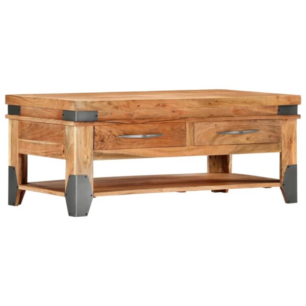 vidaXL Coffee Table 43.3"x20.5"x17.7" Solid Acacia Wood - Image 10