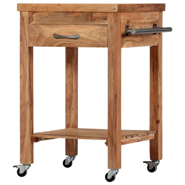 vidaXL Kitchen Trolley 22.8"x22.8"x35" Solid Wood Acacia