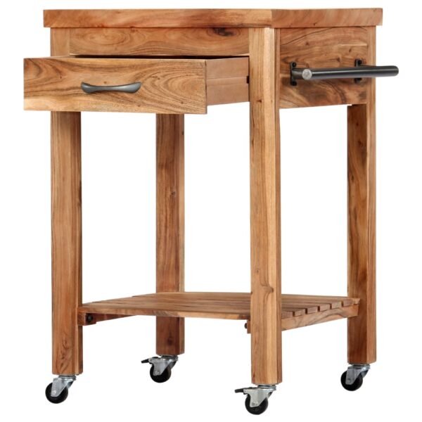 vidaXL Kitchen Trolley 22.8"x22.8"x35" Solid Wood Acacia - Image 4