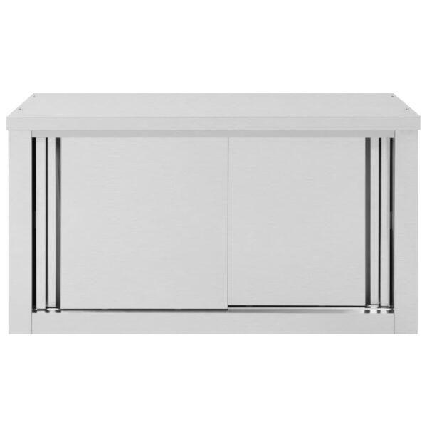 vidaXL Kitchen Wall Cabinet with Sliding Doors 35.4"x15.7"x19.7" Stainless Steel - Image 5