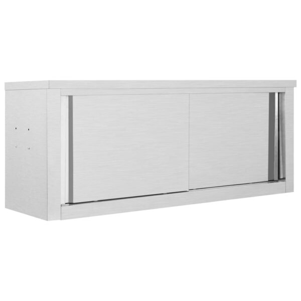 vidaXL Kitchen Wall Cabinet with Sliding Doors 47.2"x15.7"x19.7" Stainless Steel