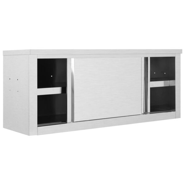 vidaXL Kitchen Wall Cabinet with Sliding Doors 47.2"x15.7"x19.7" Stainless Steel - Image 4