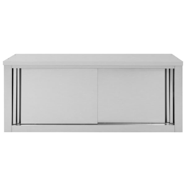 vidaXL Kitchen Wall Cabinet with Sliding Doors 47.2"x15.7"x19.7" Stainless Steel - Image 5