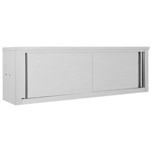 vidaXL Kitchen Wall Cabinet with Sliding Doors 59.1"x15.7"x19.7" Stainless Steel