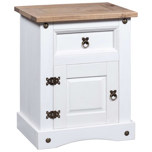 vidaXL Bedside Cabinet Mexican Pine Corona Range White 20.9"x15.4"x26"