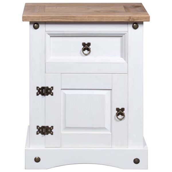 vidaXL Bedside Cabinet Mexican Pine Corona Range White 20.9"x15.4"x26" - Image 2