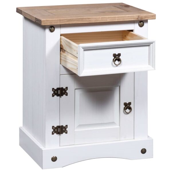 vidaXL Bedside Cabinet Mexican Pine Corona Range White 20.9"x15.4"x26" - Image 3