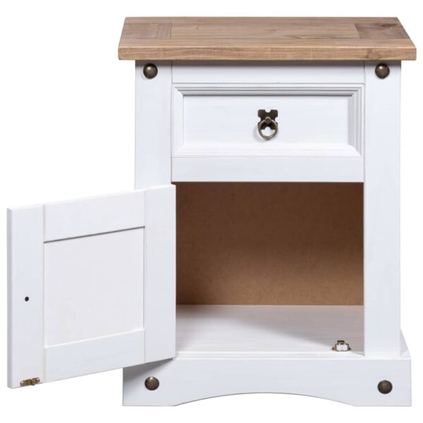 vidaXL Bedside Cabinet Mexican Pine Corona Range White 20.9"x15.4"x26" - Image 4