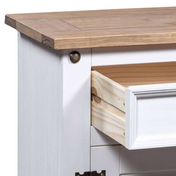 vidaXL Bedside Cabinet Mexican Pine Corona Range White 20.9"x15.4"x26" - Image 5