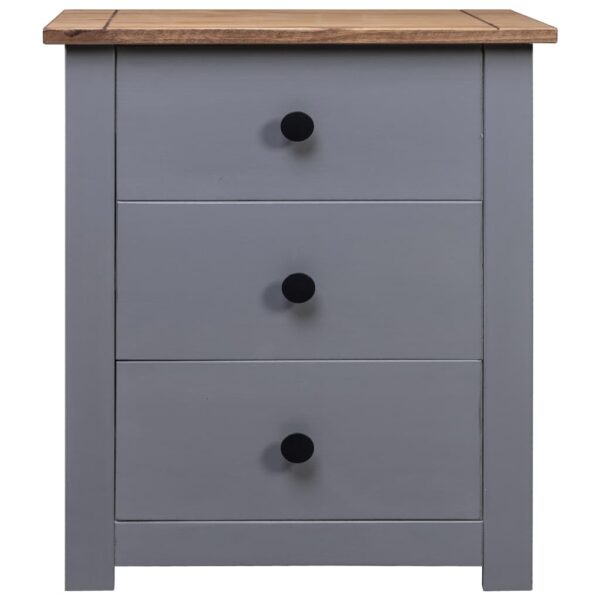 vidaXL Bedside Cabinet Gray 18.1"x15.7"x22.4" Pinewood Panama Range - Image 3