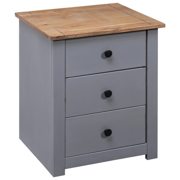 vidaXL Bedside Cabinet Gray 18.1"x15.7"x22.4" Pinewood Panama Range - Image 4