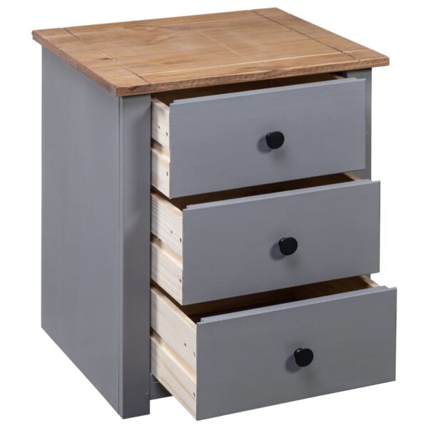 vidaXL Bedside Cabinet Gray 18.1"x15.7"x22.4" Pinewood Panama Range - Image 5