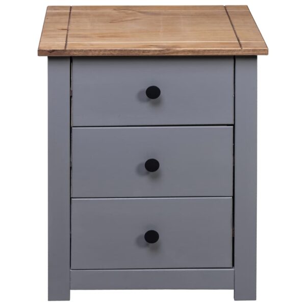 vidaXL Bedside Cabinet Gray 18.1"x15.7"x22.4" Pinewood Panama Range - Image 6