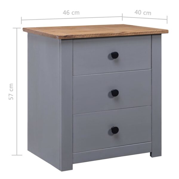 vidaXL Bedside Cabinet Gray 18.1"x15.7"x22.4" Pinewood Panama Range - Image 9