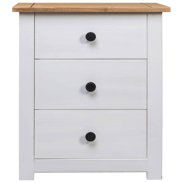 vidaXL Bedside Cabinet White 18.1"x15.7"x22.4" Pinewood Panama Range - Image 3