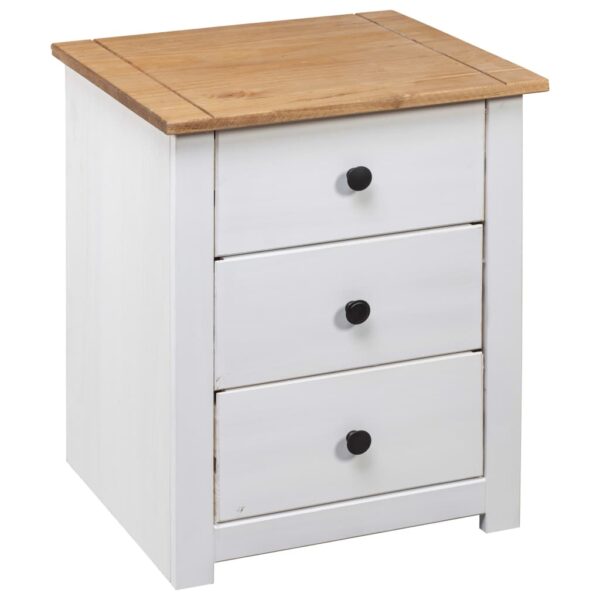 vidaXL Bedside Cabinet White 18.1"x15.7"x22.4" Pinewood Panama Range - Image 4