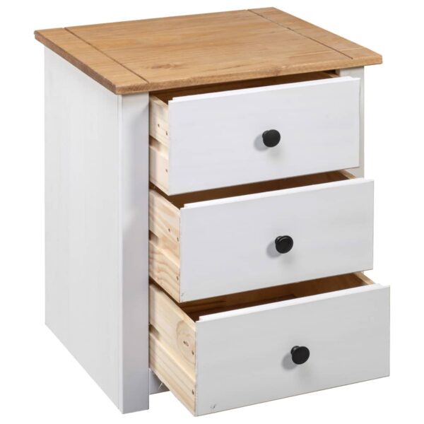 vidaXL Bedside Cabinet White 18.1"x15.7"x22.4" Pinewood Panama Range - Image 5