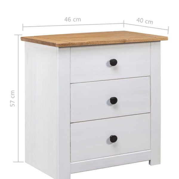 vidaXL Bedside Cabinet White 18.1"x15.7"x22.4" Pinewood Panama Range - Image 9