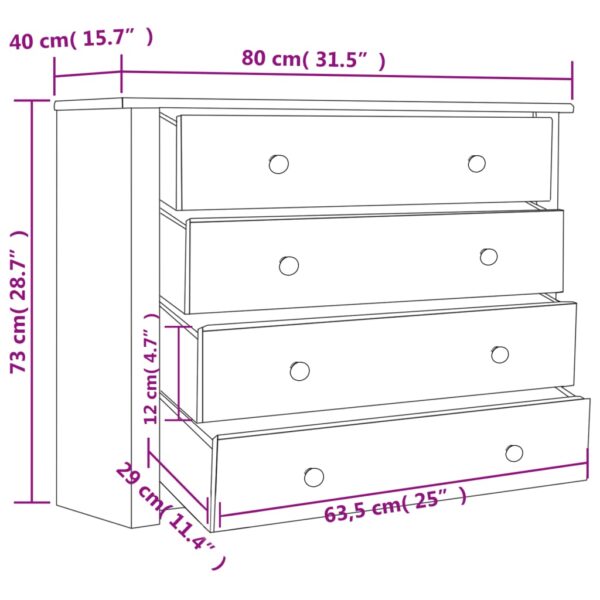 vidaXL Side Cabinet Gray 31.5"x15.7"x28.7" Pine Panama Range - Image 6