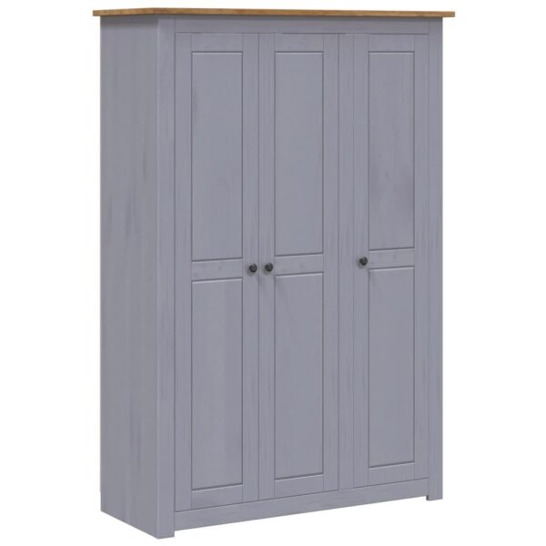 vidaXL 3-Door Wardrobe Gray 46.5"x19.7"x67.5" Pine Panama Range - Image 2