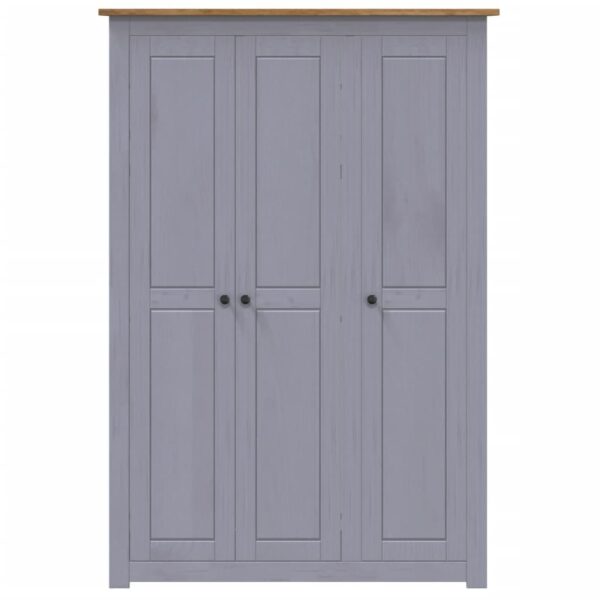 vidaXL 3-Door Wardrobe Gray 46.5"x19.7"x67.5" Pine Panama Range - Image 4