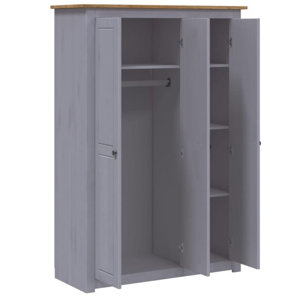 vidaXL 3-Door Wardrobe Gray 46.5"x19.7"x67.5" Pine Panama Range - Image 5