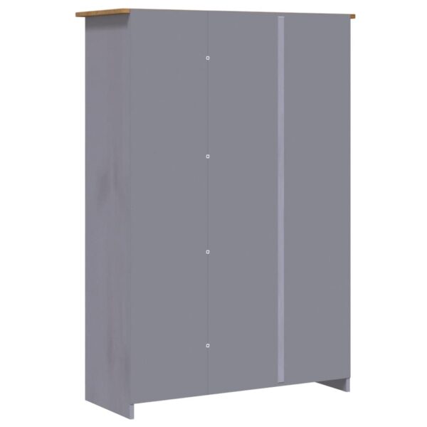 vidaXL 3-Door Wardrobe Gray 46.5"x19.7"x67.5" Pine Panama Range - Image 7