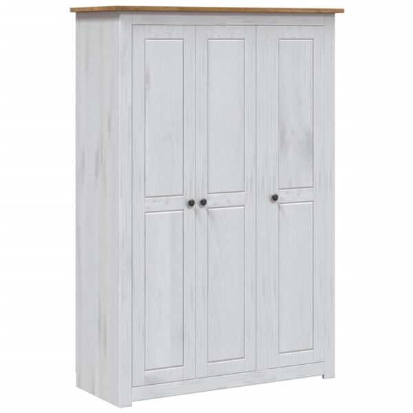 vidaXL 3-Door Wardrobe White 46.5"x19.7"x67.5" Pine Panama Range - Image 2