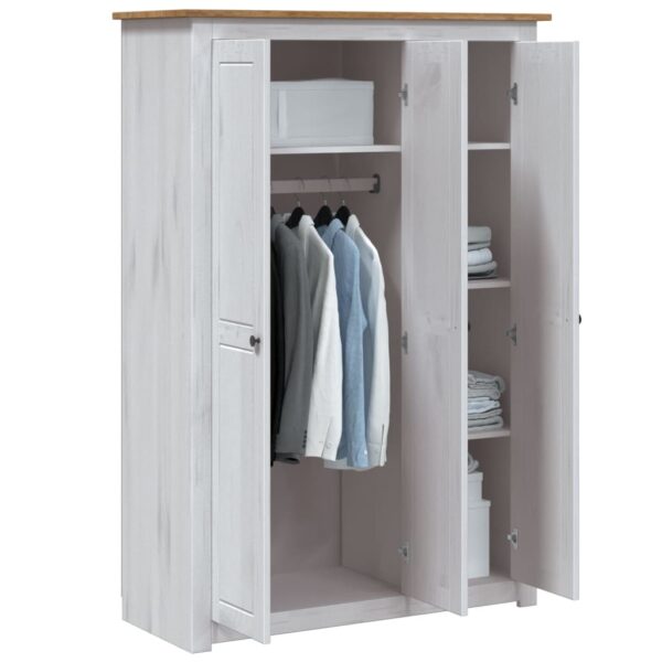 vidaXL 3-Door Wardrobe White 46.5"x19.7"x67.5" Pine Panama Range - Image 3