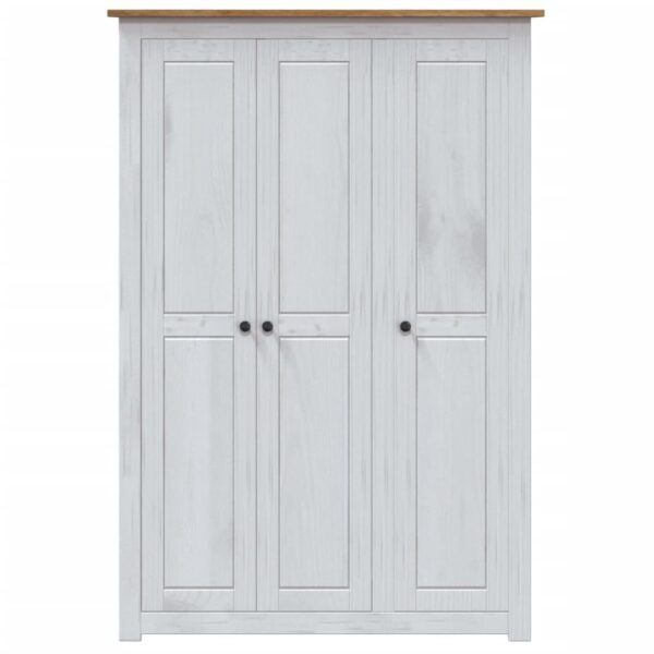 vidaXL 3-Door Wardrobe White 46.5"x19.7"x67.5" Pine Panama Range - Image 4