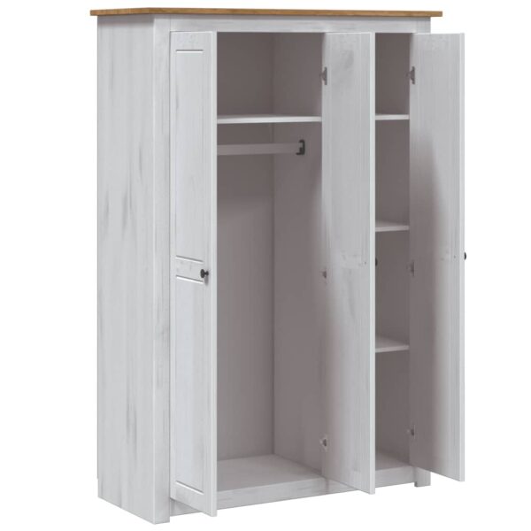 vidaXL 3-Door Wardrobe White 46.5"x19.7"x67.5" Pine Panama Range - Image 5