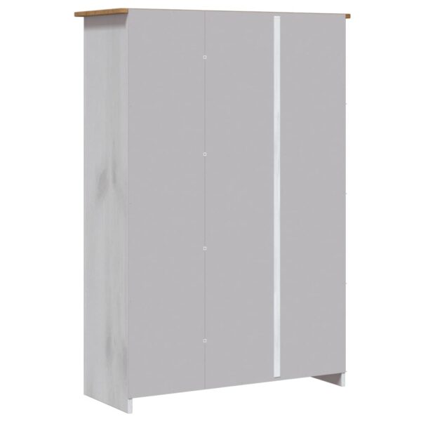 vidaXL 3-Door Wardrobe White 46.5"x19.7"x67.5" Pine Panama Range - Image 7