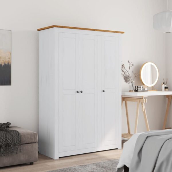 vidaXL 3-Door Wardrobe White 46.5"x19.7"x67.5" Pine Panama Range